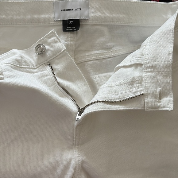 Current/Elliott Straight Leg Denim Jeans White Zip Fly Stretch Size 27 - Picture 9 of 13